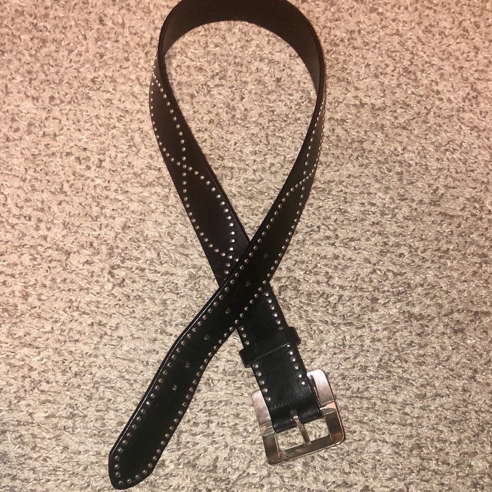 Brighton Women’s Black Jett Garrison Silver Buckle Studded Belt
